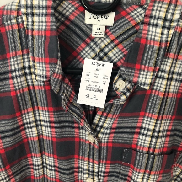 🆕 J. Crew Factory Gray Plaid Flannel women’s - NWT - Picture 2 of 3